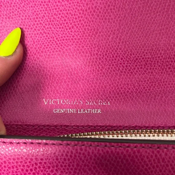 Y2K vintage Victoria's Secret Pink Clutch / Leather Long Wallet Gold Hardware - Picture 8 of 11